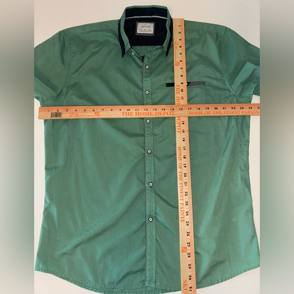 Craft+Flow mens green black detail casual button down short sleeve shirt size XL - Picture 6 of 9